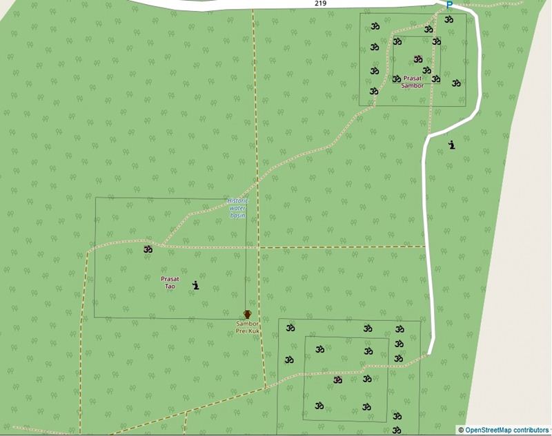 Map of Sambor Prei Kuk, Cambodia