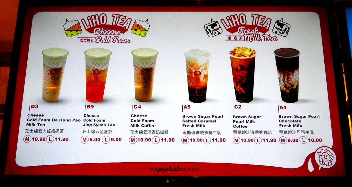 LiHo Tea Menu Malaysia 