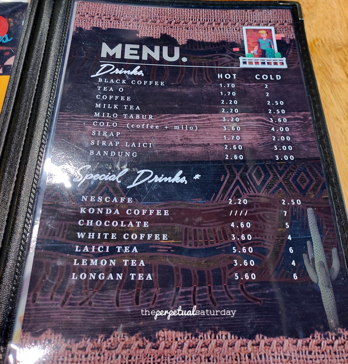 Konda Kondi Cafe menu, Ipoh