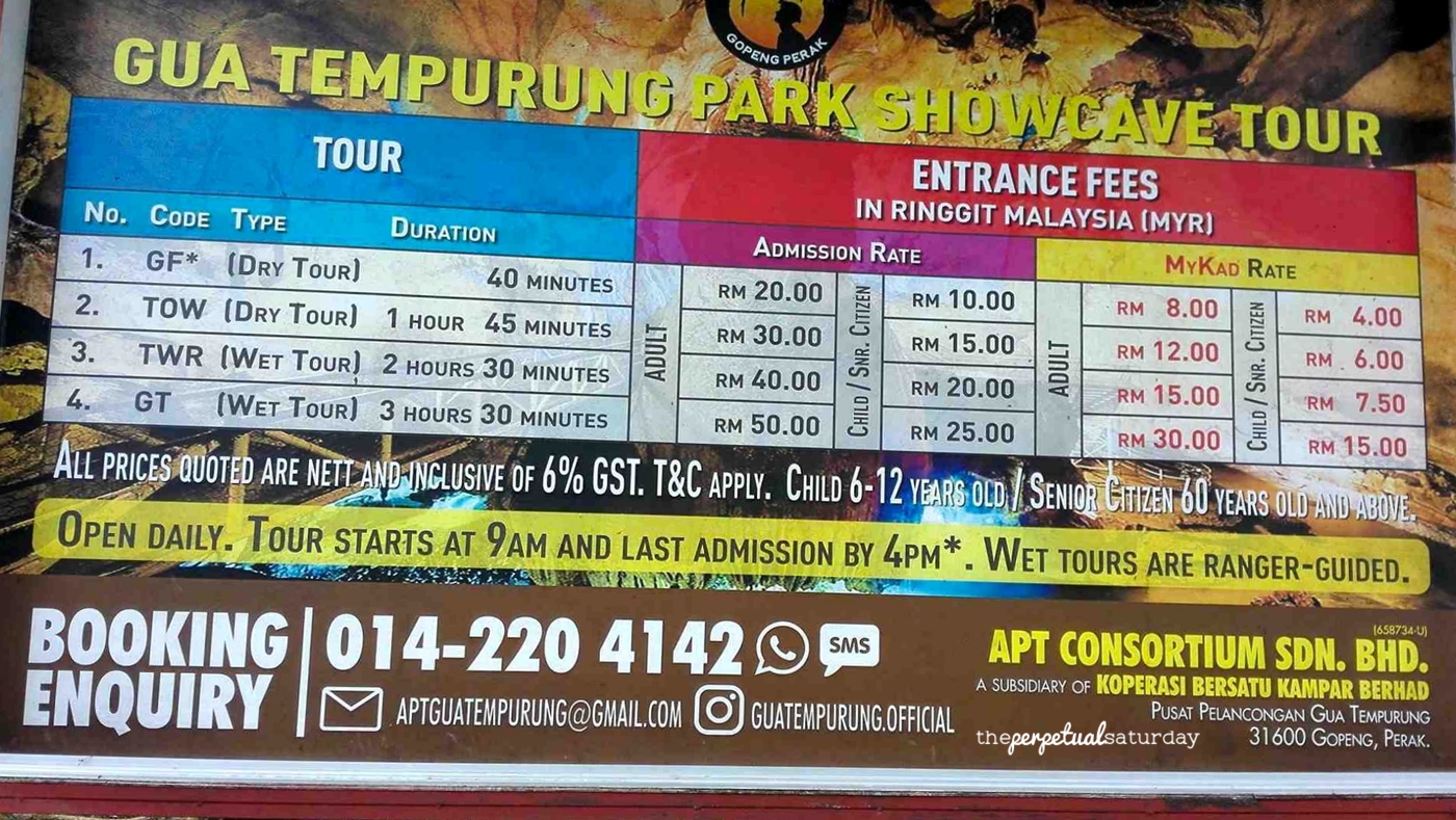 Gua Tempurung admission prices