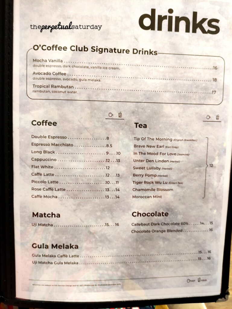 O'Coffee Club Menu 1 Mont Kiara, Coffee menu at O'Coffee Club
