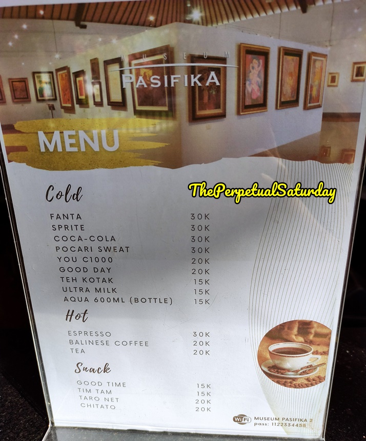 Museum Pasifika Cafe menu