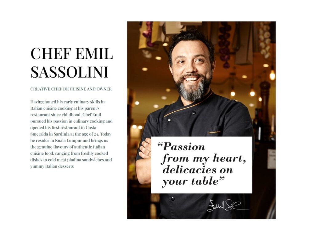 Chef Emil Sassolini, Italian chefs in Kuala Lumpur