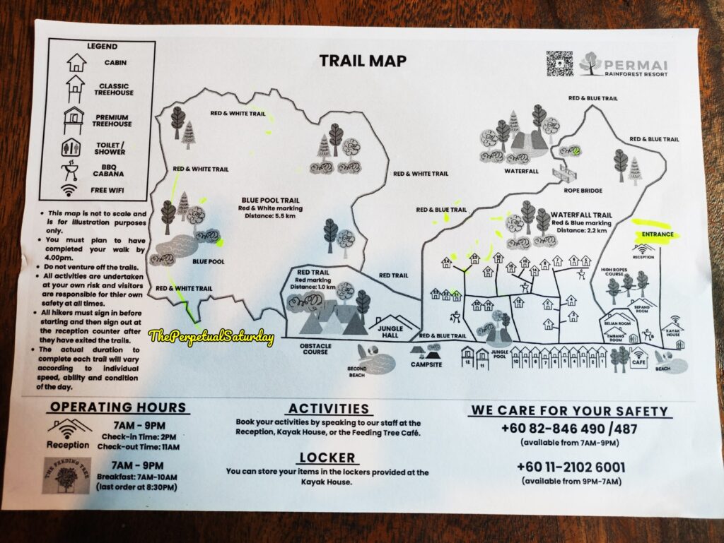 Hiking Trail map of Permai Rainforest Resort