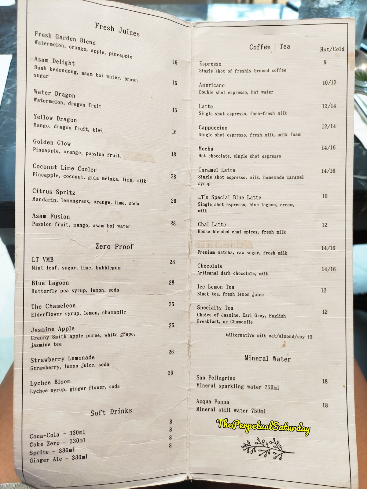 Menu at Cafe Laman Tuanku