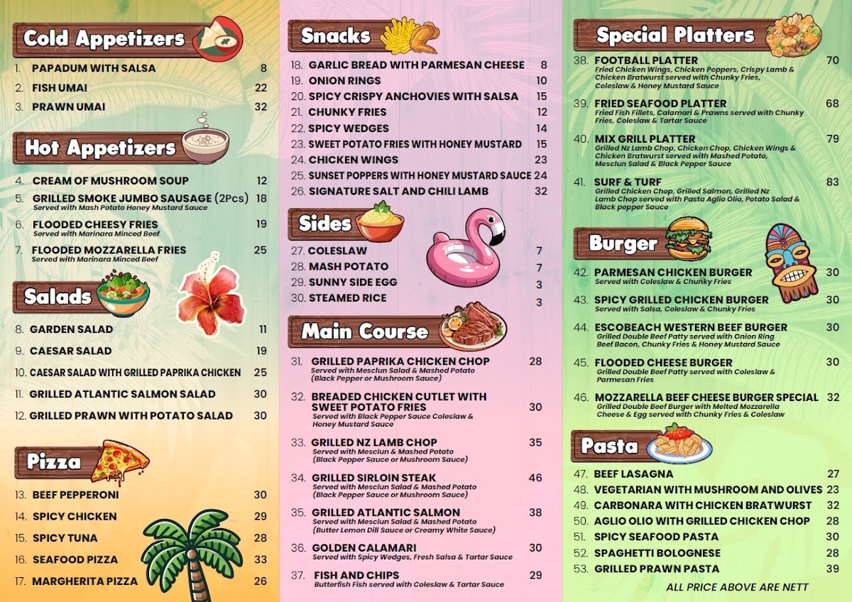 Escobeach menu Sarawak