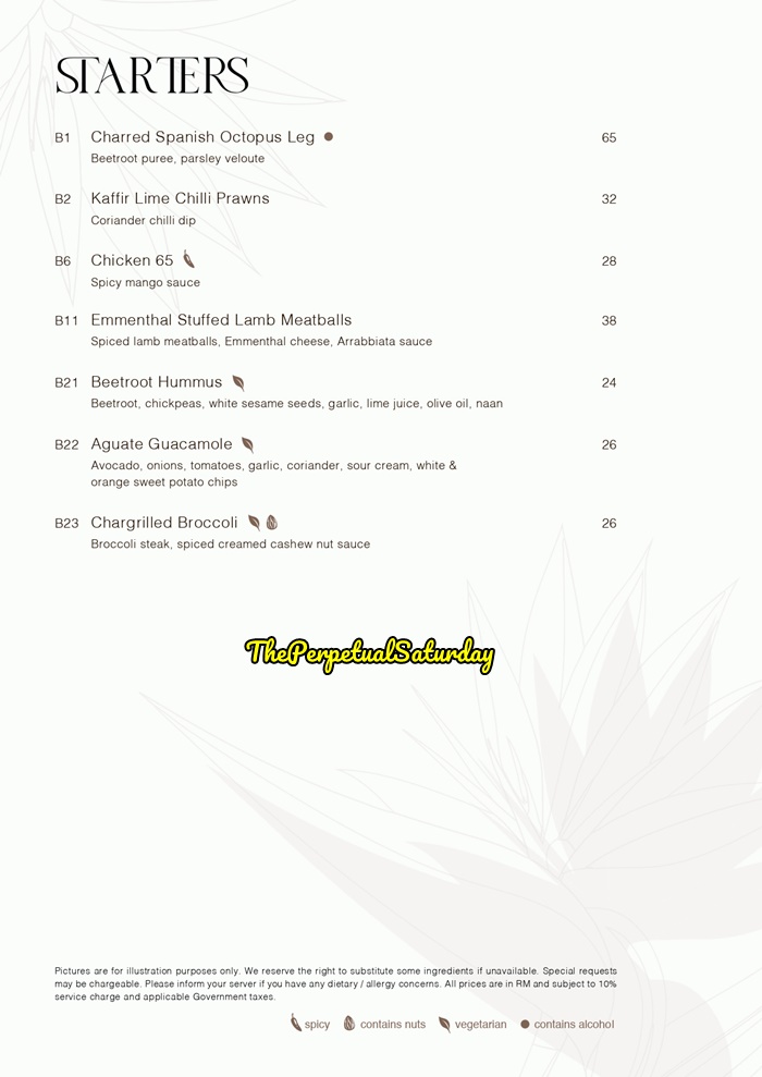 Bar menu KLCC