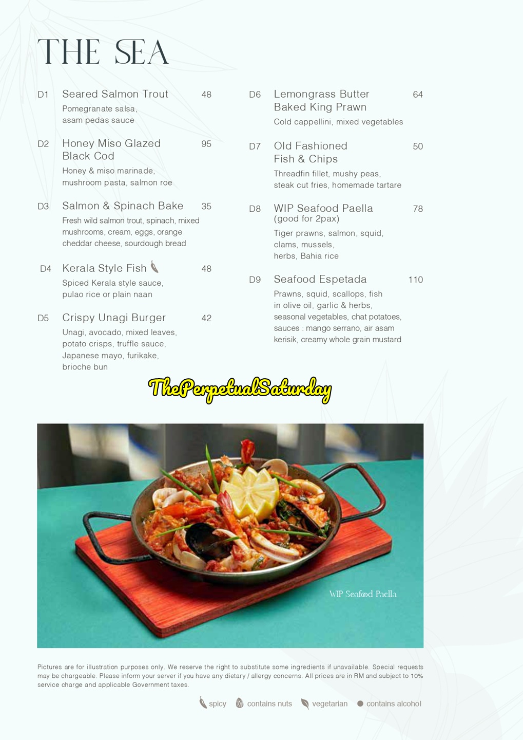 WIP on the Park menu prices Marc Residence