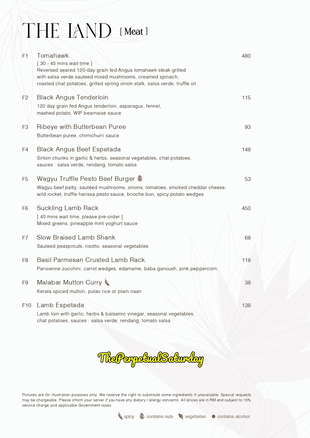 WIP on the Park Menu KL
