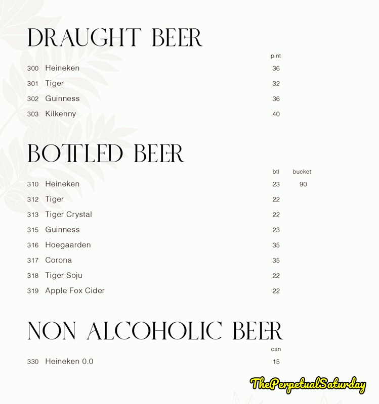 WIP on the Park beer menu
