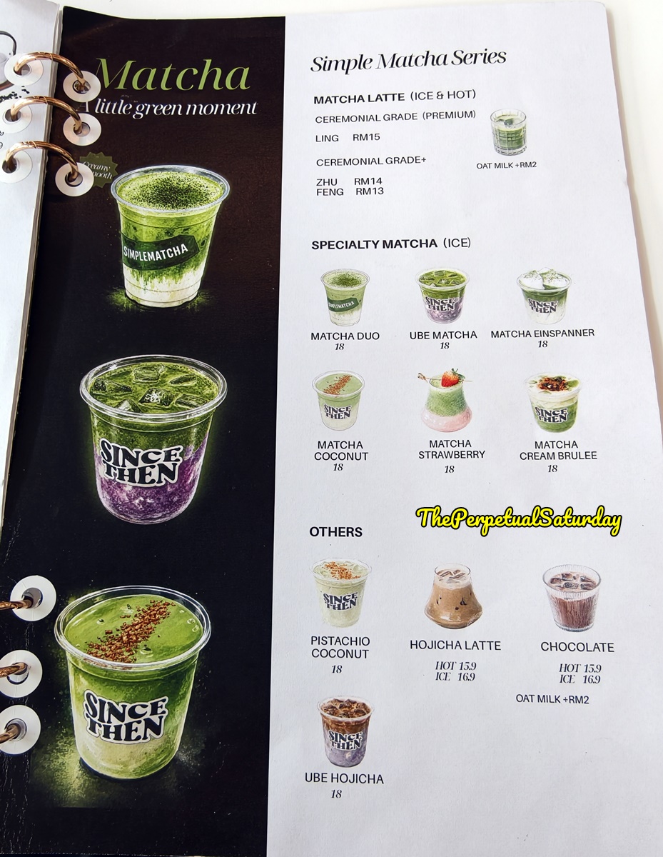 Since Then matcha menu
