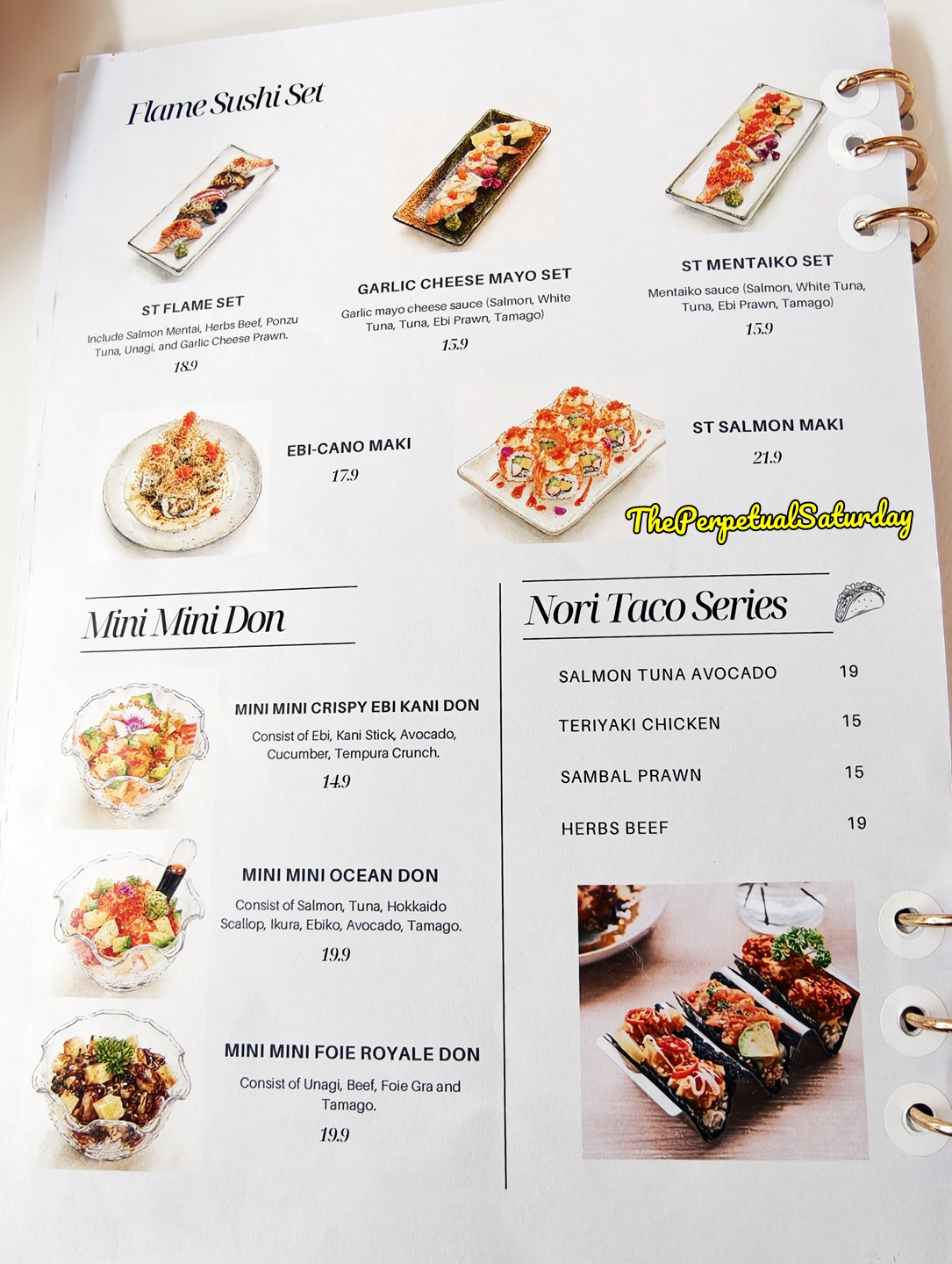 Menu at Since Then bangsar
